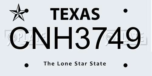 CNH3749 Texas License Plate
