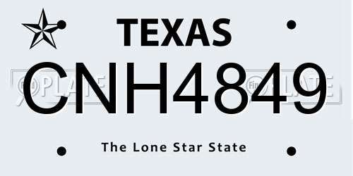 CNH4849 Texas License Plate