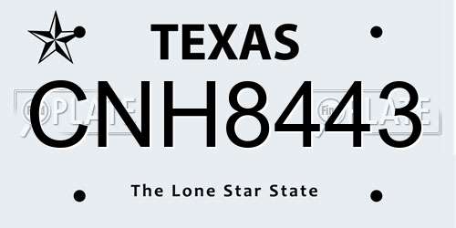 CNH8443 Texas License Plate