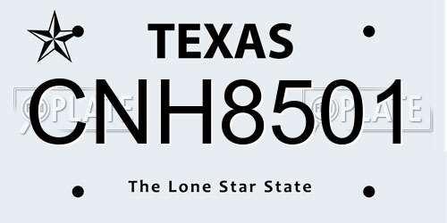 CNH8501 Texas License Plate