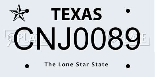 CNJ0089 Texas License Plate