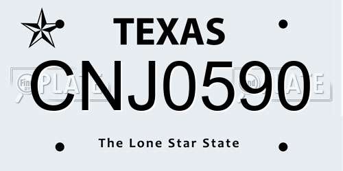 CNJ0590 Texas License Plate
