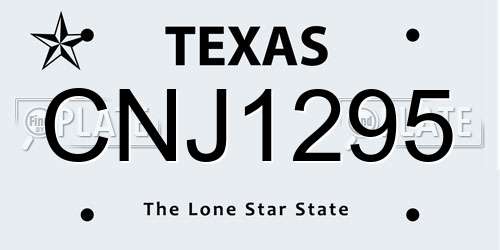 CNJ1295 Texas License Plate