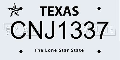 CNJ1337 Texas License Plate