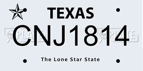 CNJ1814 Texas License Plate