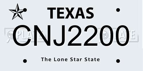 CNJ2200 Texas License Plate