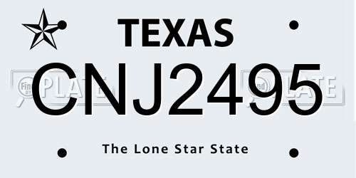 CNJ2495 Texas License Plate