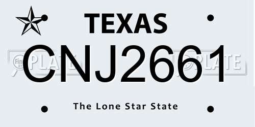 CNJ2661 Texas License Plate