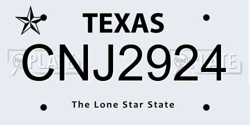 CNJ2924 Texas License Plate