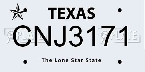 CNJ3171 Texas License Plate