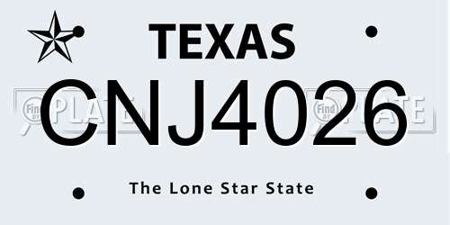 CNJ4026 Texas License Plate