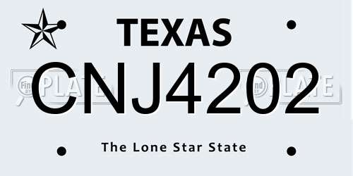 CNJ4202 Texas License Plate