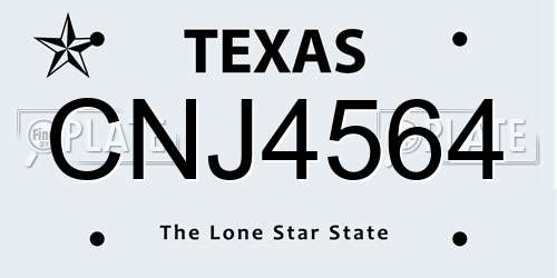 CNJ4564 Texas License Plate