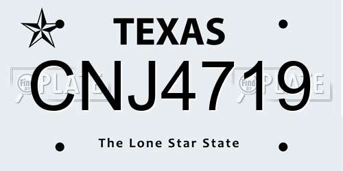CNJ4719 Texas License Plate