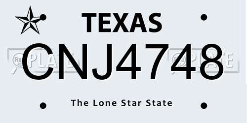 CNJ4748 Texas License Plate