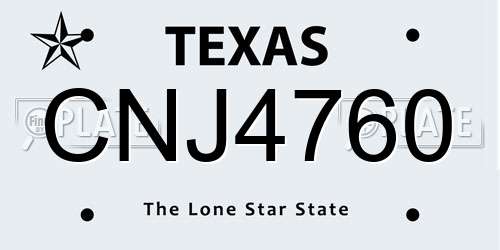 CNJ4760 Texas License Plate