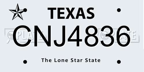 CNJ4836 Texas License Plate