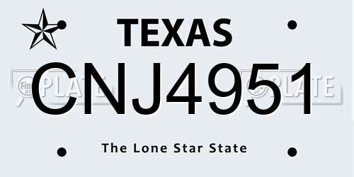 CNJ4951 Texas License Plate