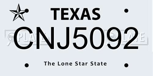 CNJ5092 Texas License Plate