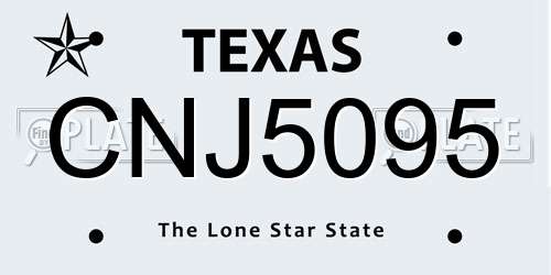 CNJ5095 Texas License Plate