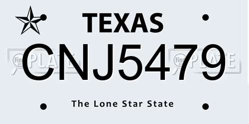CNJ5479 Texas License Plate