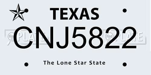 CNJ5822 Texas License Plate