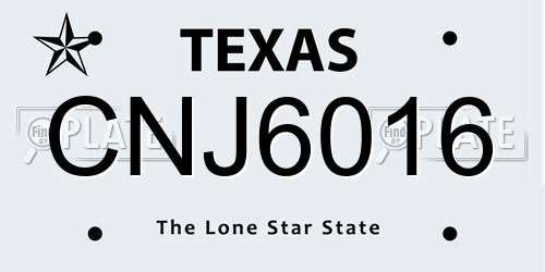 CNJ6016 Texas License Plate