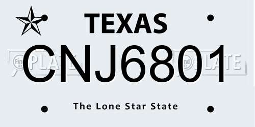 CNJ6801 Texas License Plate