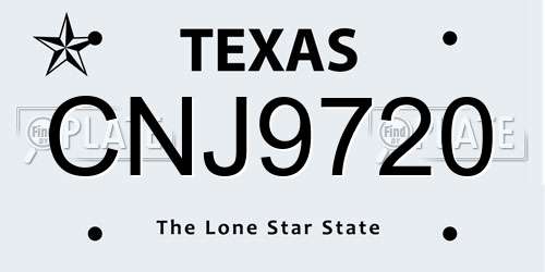 CNJ9720 Texas License Plate