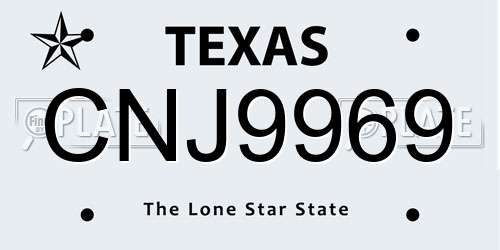 CNJ9969 Texas License Plate