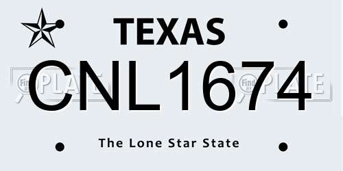 CNL1674 Texas License Plate