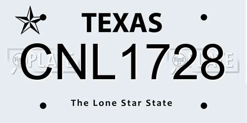 CNL1728 Texas License Plate