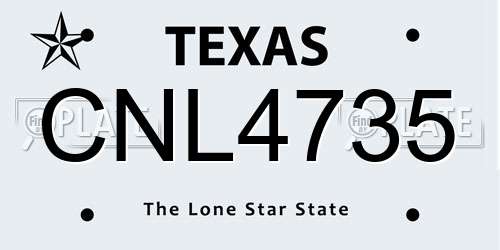 CNL4735 Texas License Plate