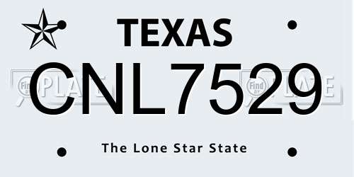 CNL7529 Texas License Plate