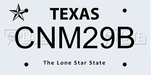 CNM29B Texas License Plate