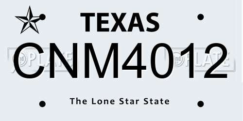 CNM4012 Texas License Plate