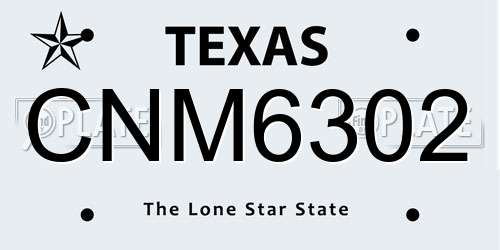 CNM6302 Texas License Plate