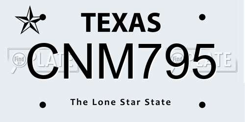 CNM795 Texas License Plate