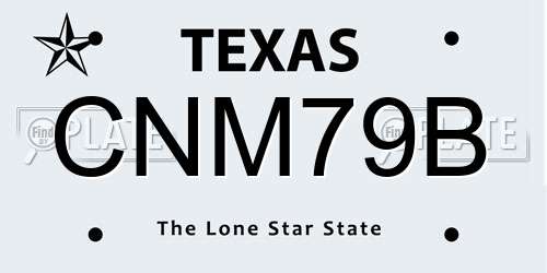CNM79B Texas License Plate