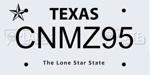 CNMZ95 Texas License Plate