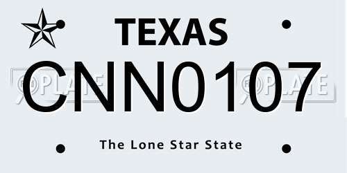CNN0107 Texas License Plate