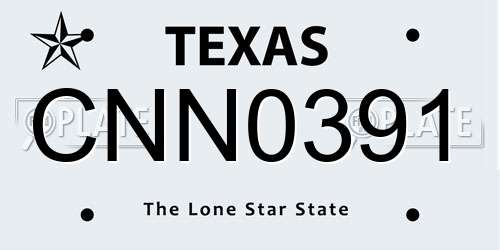 CNN0391 Texas License Plate