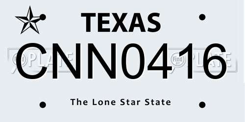 CNN0416 Texas License Plate