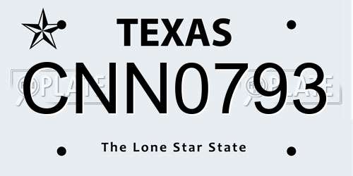 CNN0793 Texas License Plate