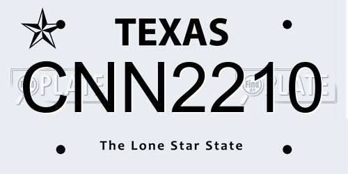 CNN2210 Texas License Plate