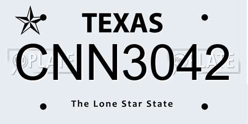 CNN3042 Texas License Plate
