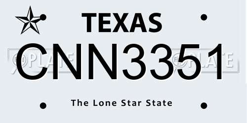 CNN3351 Texas License Plate