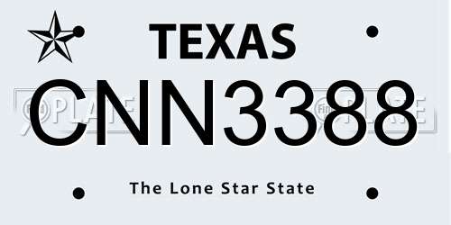 CNN3388 Texas License Plate