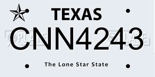 CNN4243 Texas License Plate