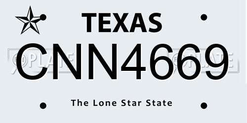 CNN4669 Texas License Plate